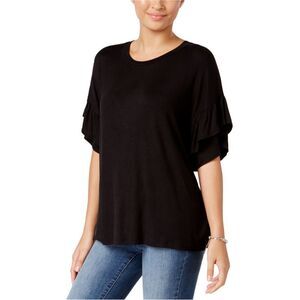 Jamie & Layla Womens Ruffled Sleeve Basic T-Shirt, NWT